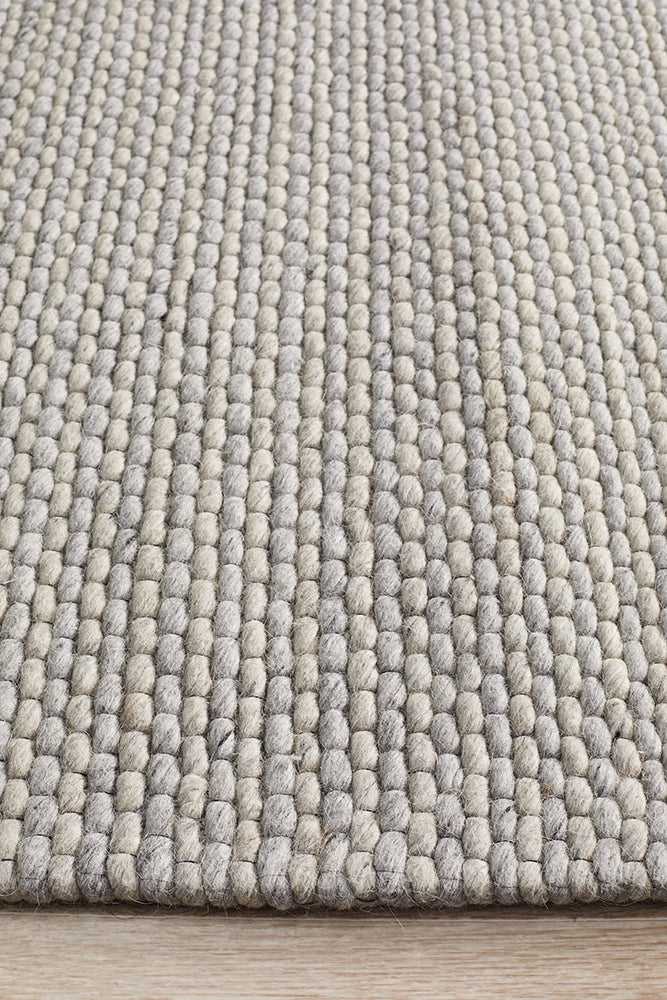 Oskar Felted Wool Striped Uniart Grey Rug