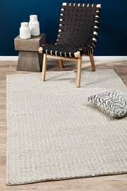 Helena Woven Wool Rug Grey White