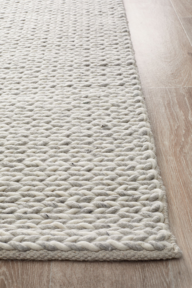 Helena Woven Wool Rug Grey White
