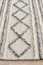 Milly Textured Woollen Rug White Grey
