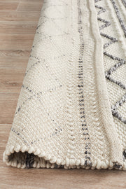 Milly Textured Woollen Rug White Grey