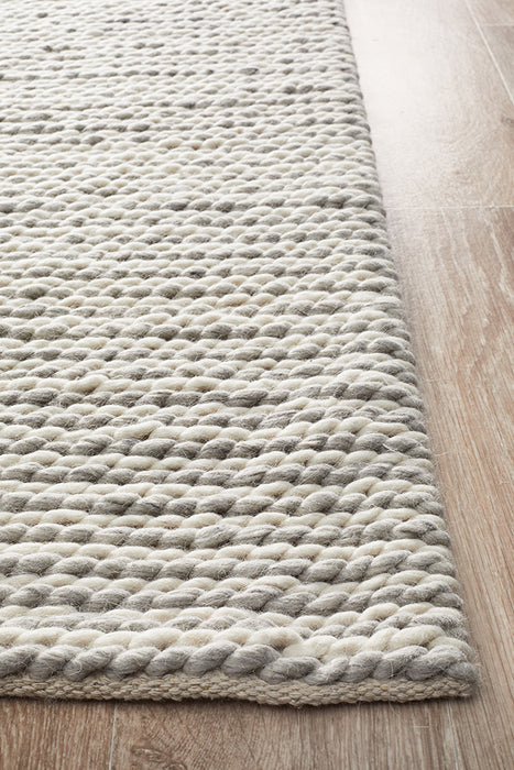 Astrid Geo Flat Weave Wool White Rug