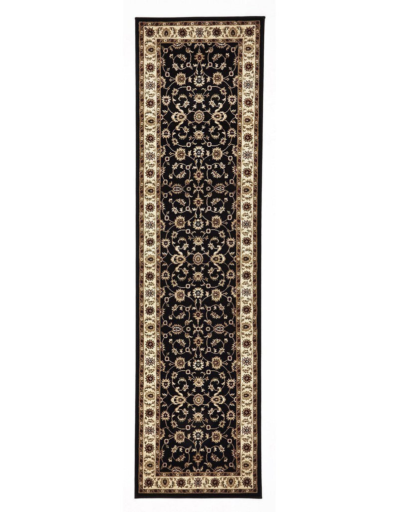 Classic Sydney Rug Black with Ivory Border Rug