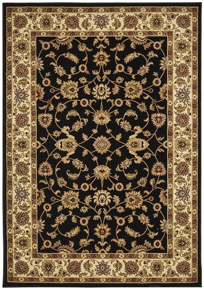 Classic Sydney Rug Black with Ivory Border Rug