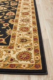 Classic Sydney Rug Black with Ivory Border Rug