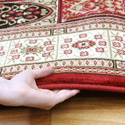 Traditional Panel Design Burgundy with Ivory Rug