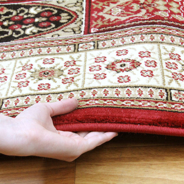Traditional Panel Design Burgundy with Ivory Rug