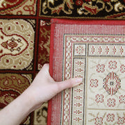 Traditional Panel Design Burgundy with Ivory Rug