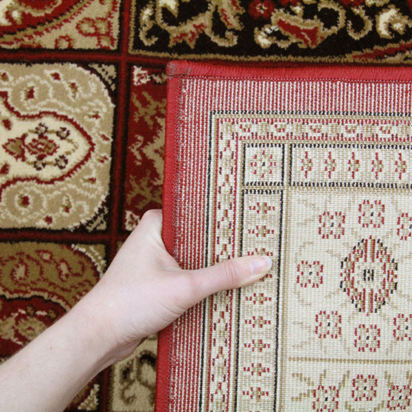 Traditional Panel Design Burgundy with Ivory Rug