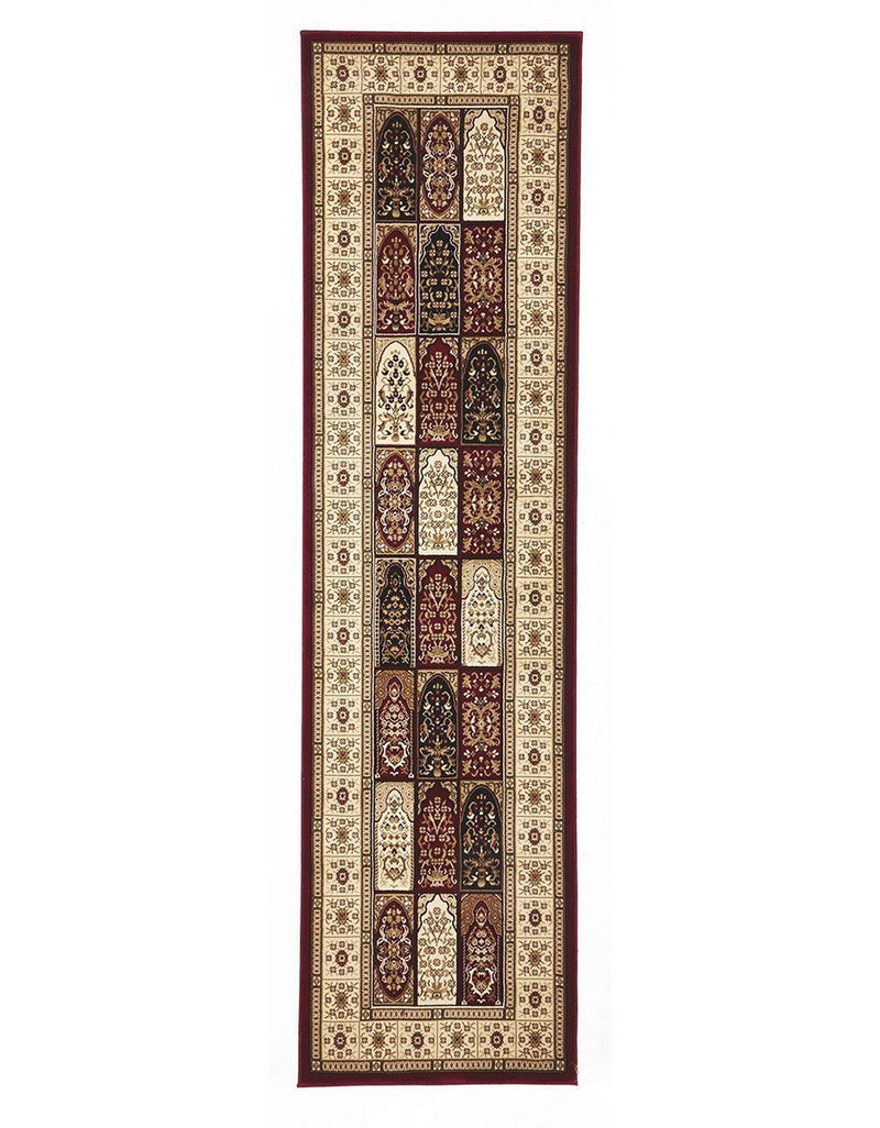 Classic Sydney Traditional Panel Pattern Rug Burgundy Rug