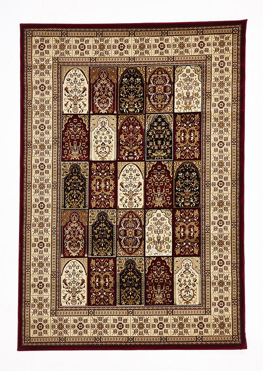Traditional Panel Design Burgundy with Ivory Rug