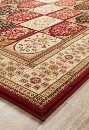 Classic Sydney Traditional Panel Pattern Rug Burgundy Rug