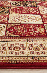 Classic Sydney Traditional Panel Pattern Rug Burgundy Rug