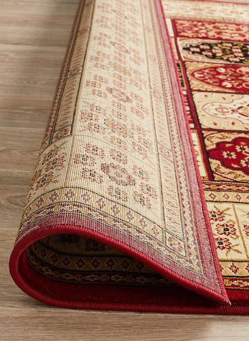 Sydney Collection Traditional Panel Pattern Rug Burgundy