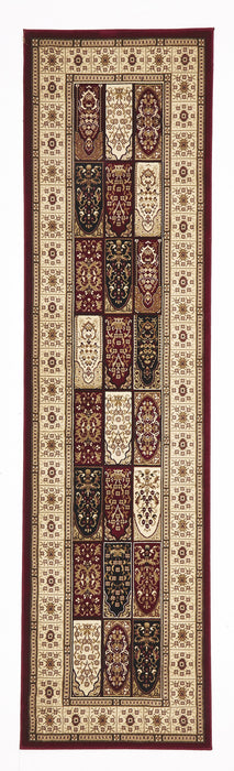 Traditional Panel Design Burgundy with Ivory Rug