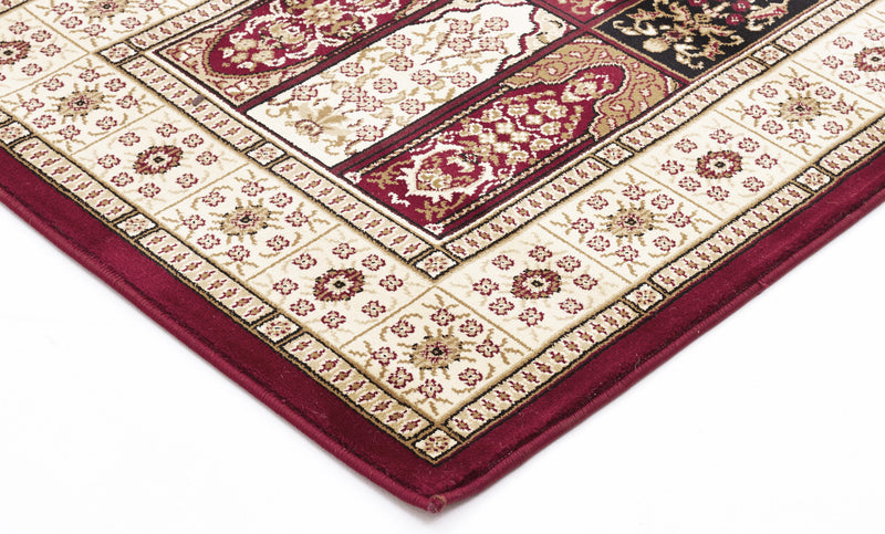 Traditional Panel Design Burgundy with Ivory Rug