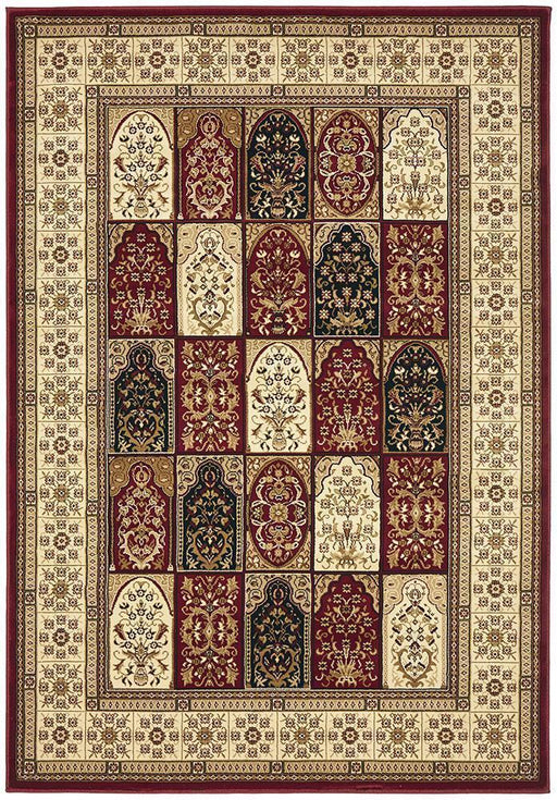 Classic Sydney Traditional Panel Pattern Rug Burgundy Rug