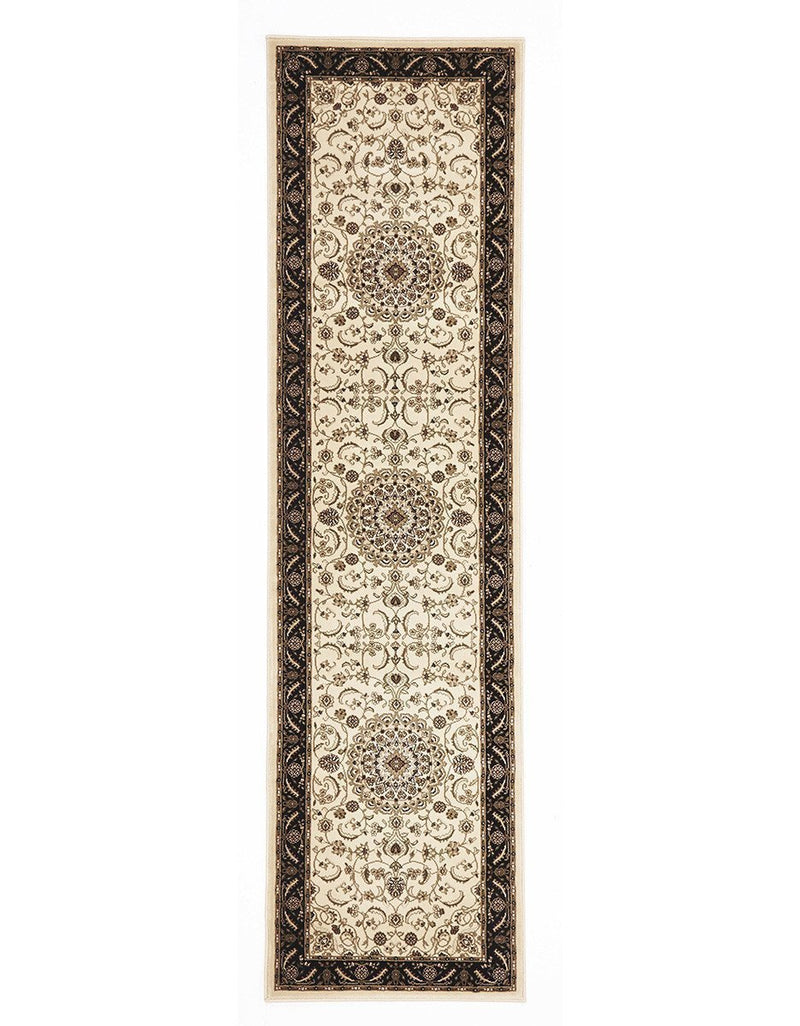 Classic Sydney Medallion Ivory with Black Border Rug