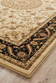Classic Sydney Medallion Ivory with Black Border Rug