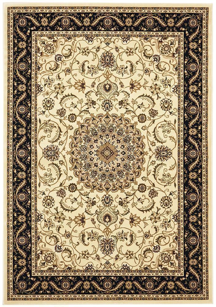 Classic Sydney Medallion Ivory with Black Border Rug