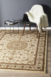 Classic Sydney Medallion  Ivory with Ivory Border Rug