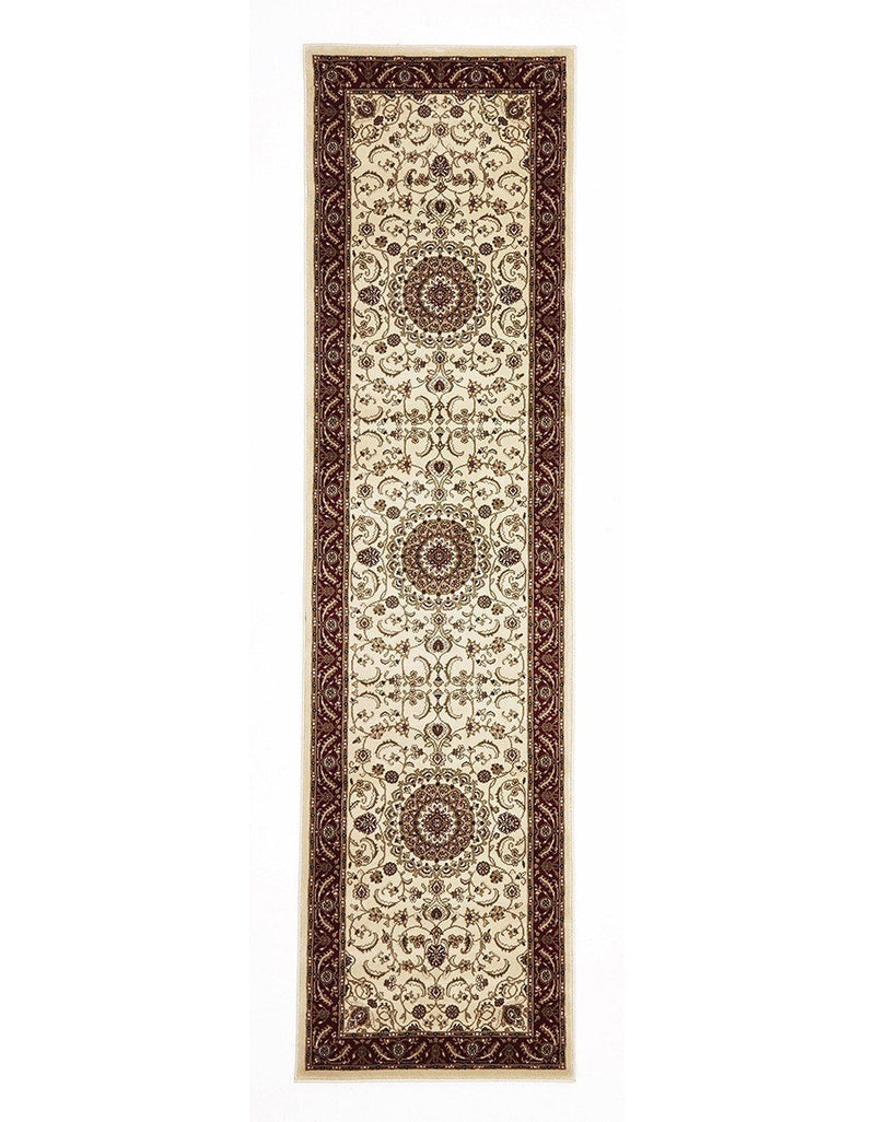 Classic Sydney Medallion Ivory with Red Border Rug