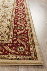 Classic Sydney Medallion Ivory with Red Border Rug