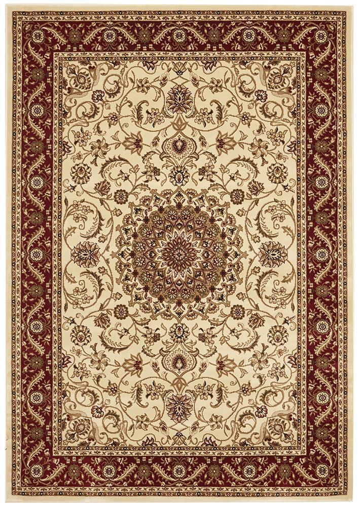 Classic Sydney Medallion Ivory with Red Border Rug