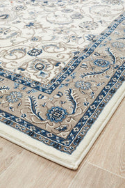 Classic Sydney Medallion White with Beige Border Rug