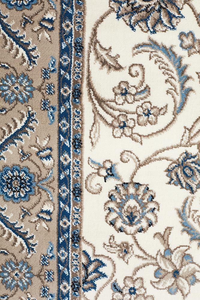 Classic Sydney Medallion White with Beige Border Rug