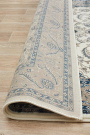 Classic Sydney Medallion White with Beige Border Rug