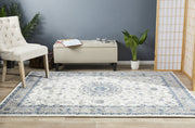 Classic Sydney Medallion White with Beige Border Rug
