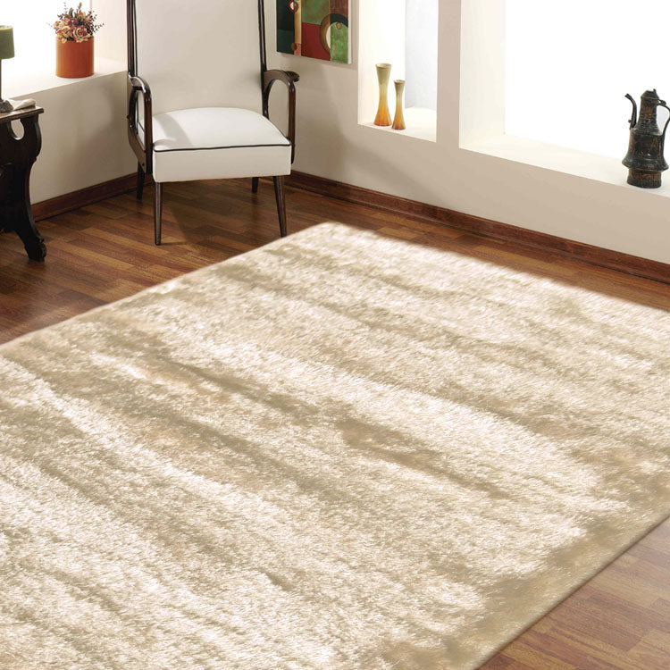 Silky Soft Shaggy Beige Rug