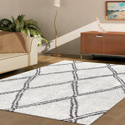 Serenate Sun Tribal Shaggy Cream Runner Rug