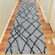 Serenate Moon Tribal Shaggy Grey Runner Rug