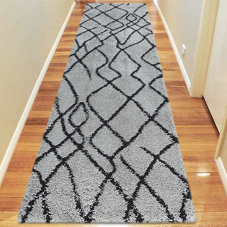 Serenate Moon Tribal Shaggy Grey Runner Rug