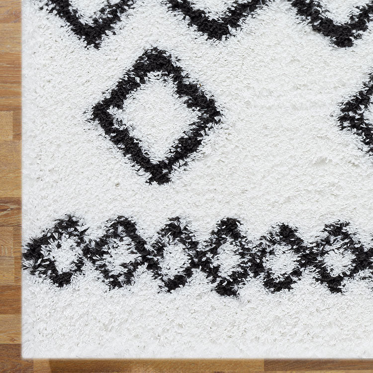 Serenate Star Tribal Shaggy Cream Runner Rug