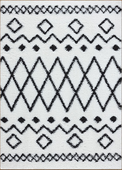 Serenate Star Tribal Shaggy Cream Rug