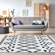 Serenate Star Tribal Shaggy Cream Runner Rug