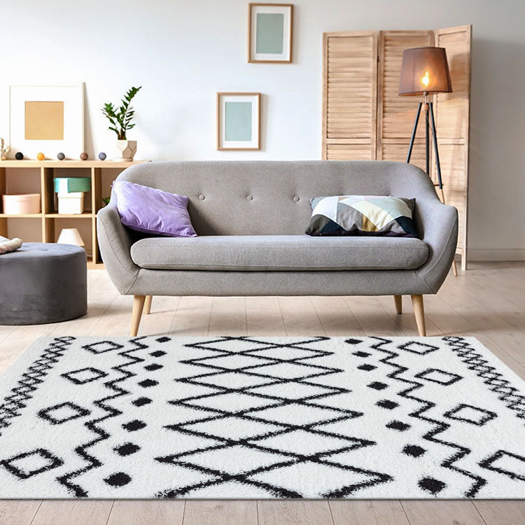Serenate Star Tribal Shaggy Cream Runner Rug