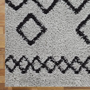 Serenate Star Tribal Shaggy Grey Runner Rug
