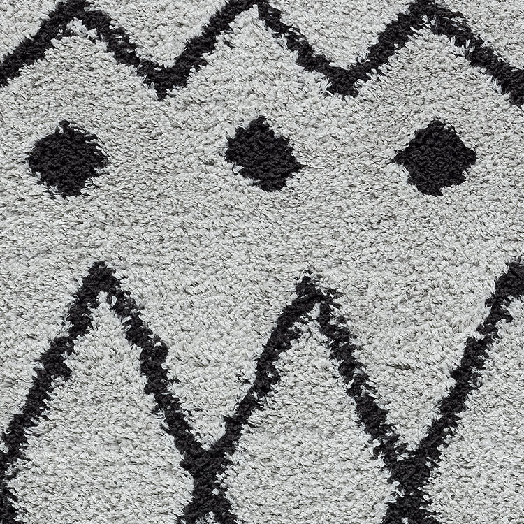 Serenate Star Tribal Shaggy Grey Runner Rug