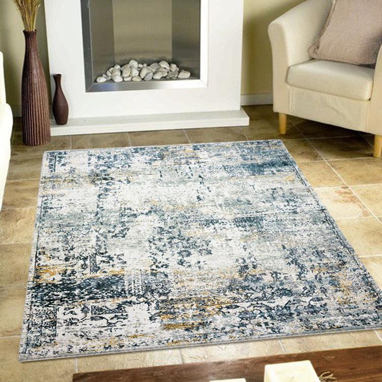Celestial Setal Blue Linen Runner Rug