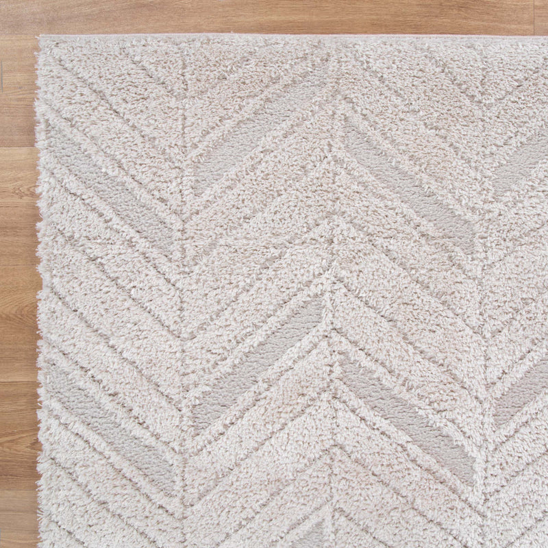 Touchy Chevron Beige Shag Rug
