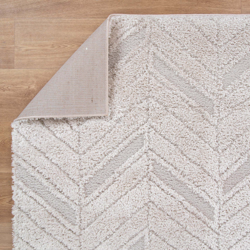 Touchy Chevron Beige Shag Rug
