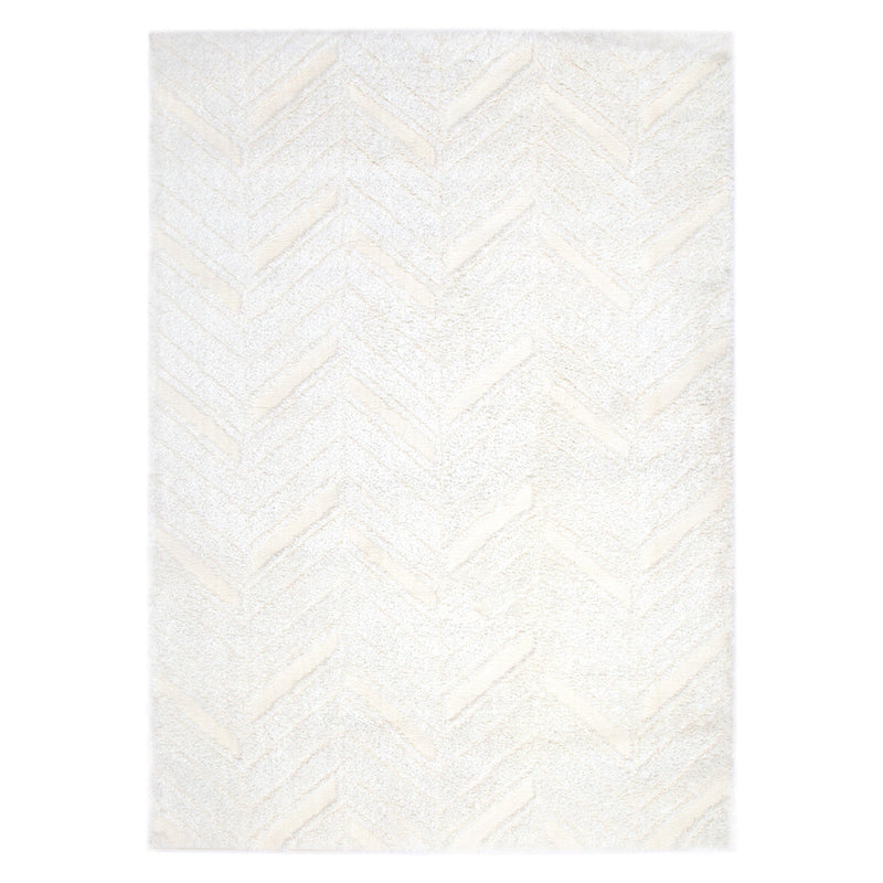 Touchy Chevron Cream Shag Rug