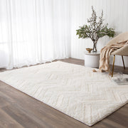 Touchy Chevron Cream Shag Rug