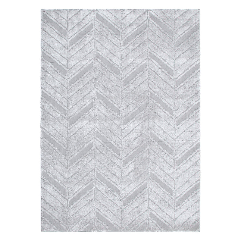 Touchy Chevron Silver Shag Rug