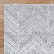 Touchy Chevron Silver Shag Rug