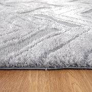 Touchy Chevron Silver Shag Rug
